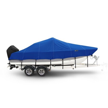 Eevelle Boat Cover V HULL FISHING Center Console, Low /No Bow Rails Inboard 34ft 6in L 102in W Pacific Blue SBVCC34102-RYL